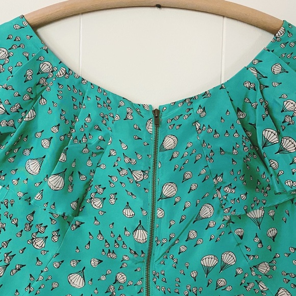 ❌SOLD❌ DO NOT BUY🚫Anthro 100% Silk Aqua Hot Air Balloon Whimsical Print Blouse - Picture 4 of 14